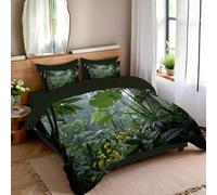 Housse de Couette 220x240 Forêt Parure de Lit Adulte 2 Personnes Microfibre Respirante Paysage Tropical Ensemble de Literie avec Fermeture Éclair et 2 Taies d'oreiller c-1230