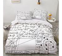 Housse de Couette 220x240 Formule mathématique Blanche Parure de Lit 2 Personnes en Microfibre, 3 Pièces Ensemble de Literie avec 1 Housse de Couette et 2 Taie d'oreiller 65 x65 cm pour Ado Adulte