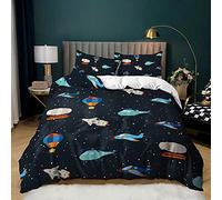 Housse de Couette 220x240 Garçon, Avion, Fusée Parure de lit 220x240 Adulte Enfant Microfibre Parure Housse Couette 220x240 Ultra-Doux Couettes avec Fermeture Eclaire+Inclure 2 Taies(50x75cm)