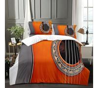 Housse de Couette 220x240 Guitare Microfibre Parure de Lit 3D Imprimée Musique Folk Et Pop Housse Couette Ultra Douce Confortable avec 2 Taies d'oreiller D-769