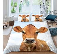 Housse de Couette 220x240 Jersey Bull Blue Sky Animal Parure de Lit 220x240 Adulte 2 personnes Garcon et Fille 3D Imprimé Microfibre Literie avec Fermeture Éclair et 2 Taies d'oreiller 50x75 cm
