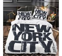 Housse de Couette 220x240 La Ville de New York, Parure de Lit New York 2 Personnes en Microfibre Douce et Respirante Ensemble de Literie avec 2 Taie d'oreiller 65x65 cm avec Zippée 538-B