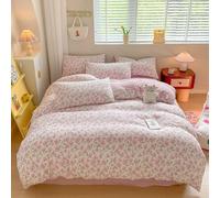 Housse De Couette 220X240 Les Fleurs Roses Parure Housse Couette, Housse De Couette Enfant Couette en, Microfibre Brossée Douce Couette 2 Personne avec 2 Taies d'oreiller 50X75 Cm