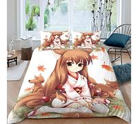 Housse de Couette 220x240 Mangas Fille Garcon Parure de lit 2 Personne Imprimé En 3D Bande dessinée deux yuan Microfibre 3 pièces avec Fermeture à GlissièRe CachéE et 2 Taies d'oreillers50x75cm