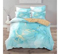 Housse de Couette 220x240 Marbre Vert Bleu Parures de Lit Microfibre Super Doux Housses de Couettes avec Fermeture Eclaire Housse de Couette Inclure 2 Taies(50x75cm)