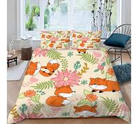 Housse de Couette 220x240 Mignon Dessin Animé Renard Parure de Lit 220x240 Adulte 2 personnes Garcon et Fille 3D Imprimé Peinte à La Main Microfibre Literie avec Fermeture Éclair et 2 Taies d'oreiller