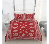 Housse de Couette 220x240 Motif Cachemire Imprimé Style Occidental Parure de lit Réversible Microfibre avec Fermeture Éclair, 2 Personnes, Ensemble de Literie 3 Pièces et 2 Taies d'oreiller K265c