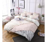Housse De Couette 220X240 Motif en Marbre Rose Housse De Couette Parure De Lit Brossé 3Pièces Microfibre Douce Et Taie d'oreiller De Lit Fermeture Éclair avec 2 Taies D'Oreiller50X75Cm