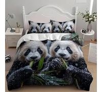 Housse de Couette 220x240 Motif Panda Imprimée 3D Flocons de Neige Parure de Lit 2 Personnes Doux Microfibre Literie avec 2 Taies D'oreillers 65x65 cm avec Fermeture Éclair Y.2633