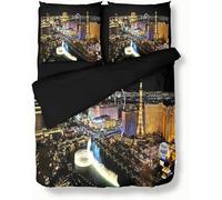 Housse de Couette 220x240 New York City Réversible Parures de Lit 3D Douce Literie Set Vue Nocturne de New York Microfibre Housses de Couettes 2 Personnes avec 2 x Taie d'Oreiller 65x65 cm e.7287