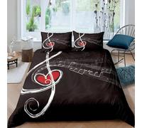 Housse de Couette 220x240 Note De Musique Parure de lit 2 Personnes Thème Musical 3D Imprimée Doux Literie Set Microfibre Housses Couettes avec Fermeture Éclair et 2 Taies d'oreiller H-454