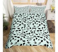 Housse de Couette 220x240 Note Parure de Lit 2 Personnes ThèMe Musical 3 Pièces Housse Couette en Microfibre Douce Imprimé 3D avec 2 Taies d'oreiller 65x65 cm g-1799