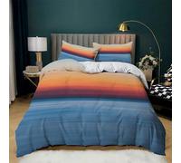 Housse de Couette 220x240 Orange Ciel Parure de Lit 2 Personnes en Microfibre avec Fermeture Éclair, Housse Couette Imprimée Doux avec 2 Taies d'oreiller 65x65 cm