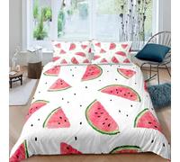 Housse de Couette 220x240 Pastèque Parure de lit 2 Personnes Fruits D'été Set de Housse Couette Microfibre Imprimée 3D Ensemble de Literie avec 2 Taies d'oreiller B-2603