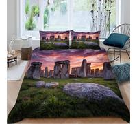 Housse de Couette 220x240 Paysage Naturel Parure de Lit 2 Personnes Couchers de Soleil 3 Pièces Housse Couette en Microfibre Douce Imprimé 3D avec 2 Taies d'oreiller 65x65 cm d-1403