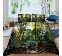 Housse de Couette 220x240 Plantes Feuillues Parures de Lit Adultes 3D Imprimée Literie Set 3 Pièces Paysages Naturels Microfibre Housse Couette 2 Personne avec 2 Taie d'oreiller M.1433
