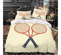 Housse de Couette 220x240 Raquette de Badminton Peinte à la Main Microfibre Douce Parures de Lit 2 Personnes Imprimé 3D Style Sportif Housses Couette avec 2 Taies d'oreiller et Fermeture Éclair c.234