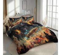 Housse de Couette 220x240 Réversible Univers Parure de Lit 2 Personnes Galaxie Science-fiction 3D Douce Microfibre 3 Pièces avec Fermeture Éclair et 2 Taies d'oreillers 65x65 pour Adultes 3R1018