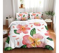 Housse de Couette 220X240 Rose Et Jaune Housse Couette 1 Personne Microfibre Parure Lit Ultra-Doux, Housses de Couettes avec Fermeture éclair - Inclure 2 Taies(50X75Cm)