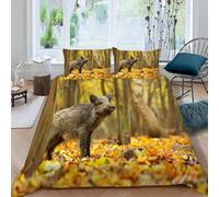 Housse de Couette 220x240 Sanglier Adulte Parure de lit 220 x 240 cm Cochon Imprimé 3D Housse Couette 2 Personnes Forêt d'automne Douce Ensemble de Literie avec 2 Taies d'oreiller a.3417