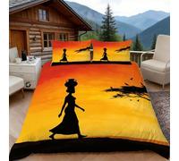 Housse de Couette 220x240 Silhouette Africaine, 2 Personnes, Parure de Lit Imprimé Dessin Animé Microfibre avec 2 x Taie d'oreiller 65x65 cm avec Fermeture éclair