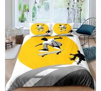 Housse de Couette 220x240 Skateboard 3D Parure de Lit Garçon Hip-Hop en Microfibre Doux Housses Couettes 2 Personnes avec Fermeture Éclair avec 2 Taies d'oreiller 65x65 cm D.2153