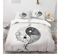 YELDAN Housse de Couette 220x240 Yin Yang Arbre de Vie - Parure de Lit 2 Personne avec Fermeture éclair - Sets de Housses de Couettes Imprimée en Microfibre Douce avec 2 Taie d'oreiller 65x65