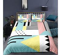 Housse de Couette 220X240Bleu, Jaune, Rose Parure de Lit avec 2 Taies d'oreiller 50X75 Cm,Housse de Couette Fermeture ¨¦Clair Enfants Fille Ado,Literie Imprimée Microfibre