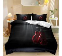 Housse de Couette 220x240cm Parure de Lit 3 pièces Réalisme Gants De Boxe Literie 3D Impression Microfibre Housse de Couette avec Fermeture éclair Housse de Couette pour Enfant et Adolescent