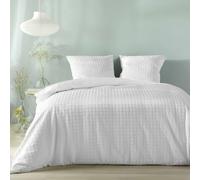 Housse de couette - 220x240cm + taies - Gaufrée - Blanc