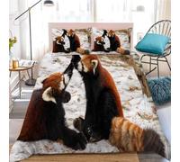 Housse de Couette 230x220 Panda Roux, Animaux Mignons Parure de Lit 3D Imprimée Microfibre Housse Couette 2 Personnes Panda Roux avec Taies d'oreiller OPQ3337