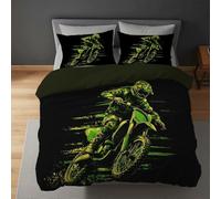 Housse de Couette 240 x 220 Adulte Moto Parure de lit 2 Personnes Activités Tout-Terrain en Extérieur 3D Douce Microfibre Literie Set 3 Pièces Fermeture Éclair avec 2 Taies d'oreiller a-467