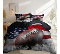 Housse de Couette 240 x 220 cm avec 2 taies d'oreiller, Photographie Fumée Football Drapeau Sports thème Housse de Couette réversible Toutes Saisons - Chaude Microfibre brossée Parure de Lit Noir