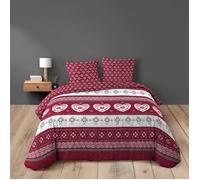 Douceur d'Intérieur – Parure de lit Alpage 240x220 cm 100% coton 42 fils Bordeaux +2 taies 63x63 cm
