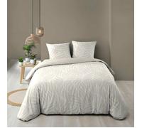Douceur d'Intérieur Parure de lit Morgane Naturel 240×220 cm 3 pièces 100% coton 57 fils (2 taies)