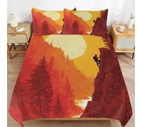 Housse de Couette 240 x 220 Coucher de Soleil Après Une Escalade Imprimé 3D Parure de lit 2 Personnes Sports Extrêmes avec 2 Taies d'oreiller 65x65 cm Douce Microfibre Literie 3 Pièces b_1204
