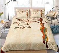 Housse de Couette 240 x 260 Afrique Parures de Lit Culture Africaine Afrique 2 Personnes Literie Microfibre Imprimé 3D avec 2 Taies d'oreiller avec Fermeture Éclair C1493
