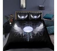 Housse de Couette 240 x 260 Ange Chasseur De Rêves Parure de Lit 240 x 260 Microfibre Couette 240x260 Anti-Acariens,Parure Housse Couette 220x240 avec Fermeture Eclaire+2 Taie Oreiller 50x75cm