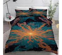 Housse de Couette 240 x 260 Art Parure de Lit 2 Personne Cosmos Microfibre Housse de Couette 3D Imprimé Literie Set 3 Pièces avec Fermeture ÉclairZ954