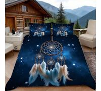 Housse de Couette 240 x 260 Attrape Rêve Coloré, 2 Personnes, Parure de Lit Galaxy Microfibre avec 2 x Taie d'oreiller 65x65 cm avec Fermeture éclair