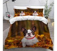 Housse de Couette 240 x 260 Bouledogue Français Parure de Lit Adulte 2 Personnes Microfibre Respirante Chiot Mignon Ensemble de Literie avec Fermeture Éclair et 2 Taies d'oreiller b.6862
