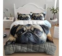 Housse de Couette 240 x 260 Carlin Parure de Lit Adulte 2 Personnes Microfibre Respirante Chien de Compagnie Ensemble de Literie avec Fermeture Éclair et 2 Taies d'oreiller b.4657