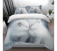Housse De Couette 240 X 260 Chat Couette 2 Personne Imprimé - Ensembles De Housses De Couette en Microfibre Brossée Douce, avec 2 Taie d'oreiller