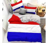 Housse de Couette 240 x 260 cm 3D Drapeau Français, Parure de Lit 2 Personnes Hiver Microfibre Imprimée Bleu Blanc Rouge Housse Couette 240 x 260 cm + 2 Taies d'oreiller 65x65 cm S870