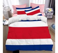 Housse De Couette 240 X 260 Cm avec 2 Taies d'oreiller 65X65 Cm, Drapeau du Costa Rica Drapeau National, Parure Lit 240 X 260 Cm avec Fermeture Éclair, Linge De Lit 2 Personnes Minimalisme