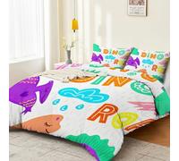 Housse de Couette 240 x 260 cm Mignon Nuages Animaux Dinosaures Parure de Lit Adulte avec Fermeture Éclair, Coloré 4 Saisons Housse Couette en Microfibre avec 2 Taies d'oreiller 65 x 65 cm