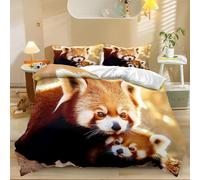 Housse de Couette 240 x 260 cm Panda Roux de Style Photo réelle Housse de Couette imprimée Parure de lit Microfibre 3Pièces Ensemble Literie Modern Couleur avec 2 Taies d'oreiller Couette