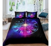 Housse de Couette 240 x 260 Douze Constellations Parure de lit 2 Personnes Motif Galaxie 3D Imprimée Doux Literie Microfibre Housses Couettes avec Fermeture Éclair et 2 Taies d'oreiller A-1085