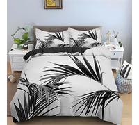 Housse de Couette 240 x 260 Feuilles Grises Parure de Lit 2 Personnes Plante Housse de Couette en Microfibre Confortable + 2 Taies d'oreillers 65x65cm avec Fermeture ÉClair