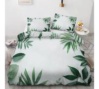 Housse de Couette 240 x 260 Feuilles Tropicales avec 2 Taies d'oreiller 65x65 cm - Decoration Feuilles Tropicales, Parure de Lit 2 Personnes Feuille Verte, Linge de Lit avec Fermeture éclair P#&168